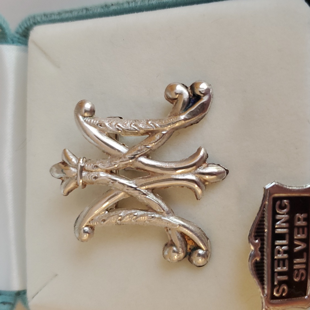 Vintage Sterling Silver Ave Maria Monogram Pin Brooch - Picture 2 of 11